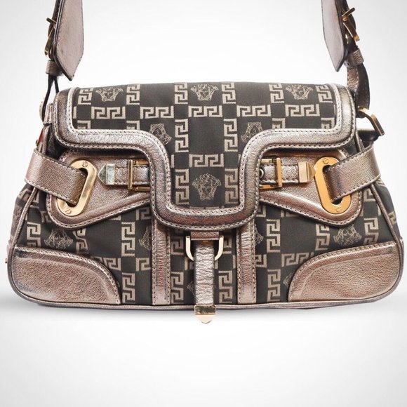 Versace Handbags - Versace Women Handbag Black/Gold Tone Shoulder Bag Made in Italy Authentic